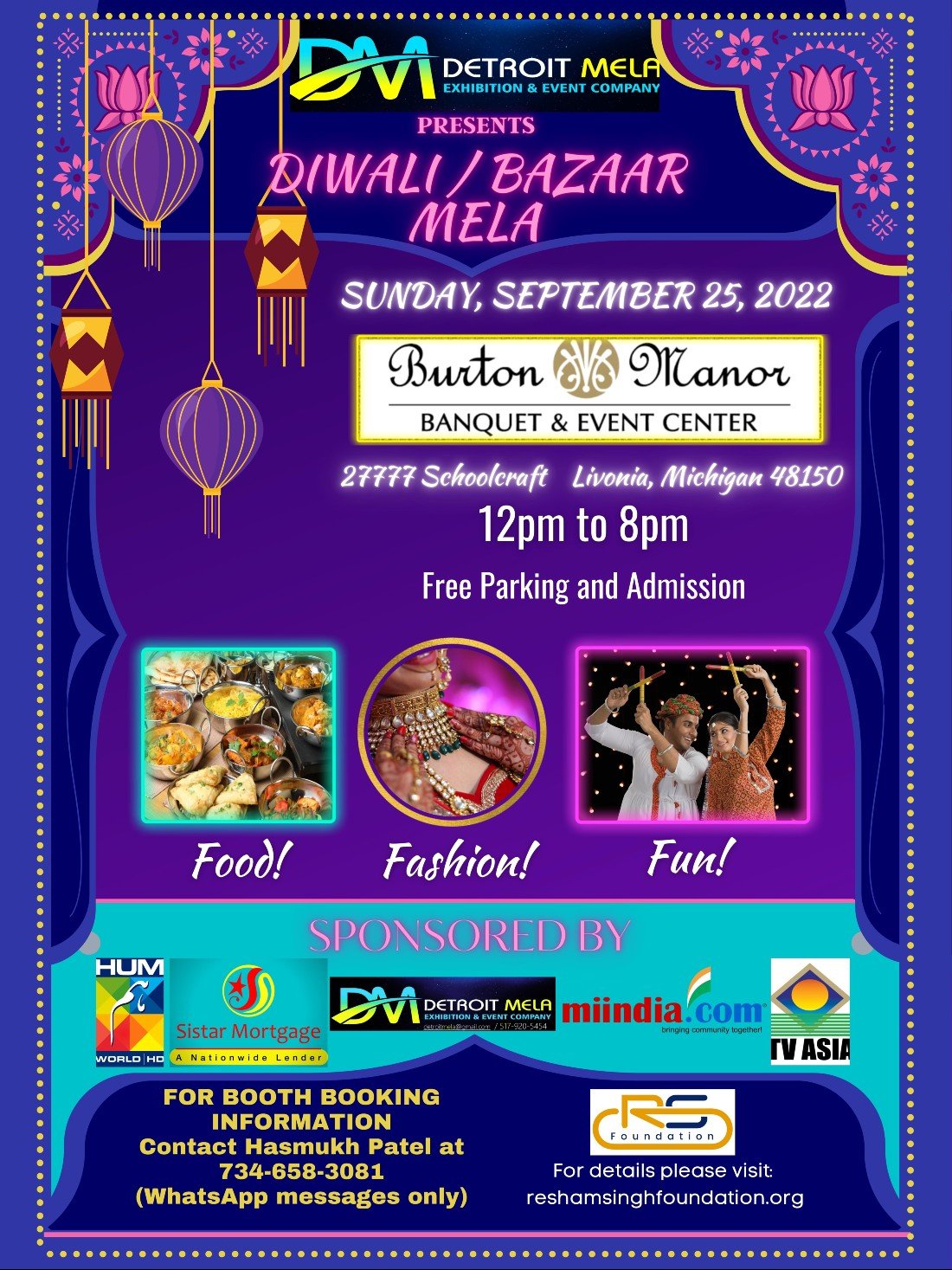 Detroit Diwali Mela Tickets Burton Manor Wedding Banquet Event 