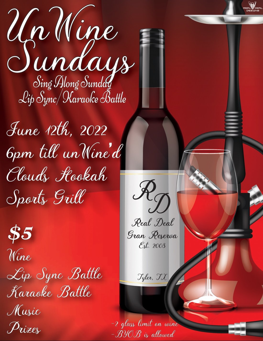 UnWINE Sundays . Tickets Clouds Hookah Sports Grill, Lubbock, TX