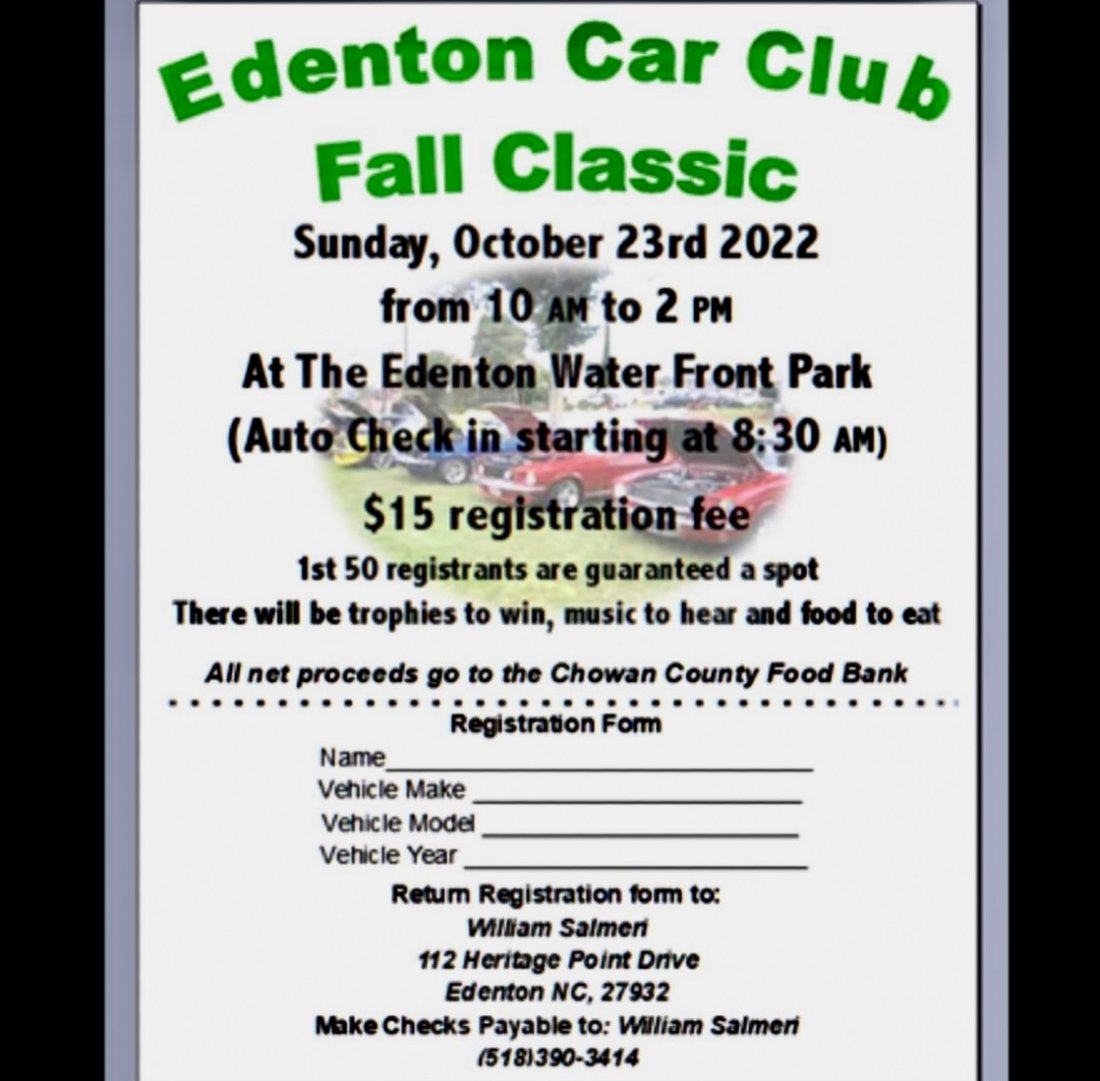 Edenton classic car show Edenton NC waterfront park October 23, 2022