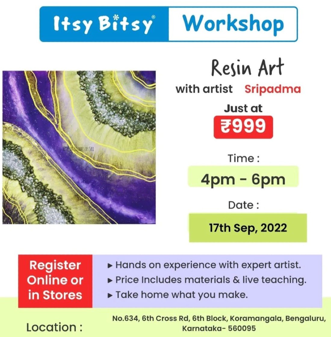 Resin Art Tickets Koramangala, Bangalore, KA September 17