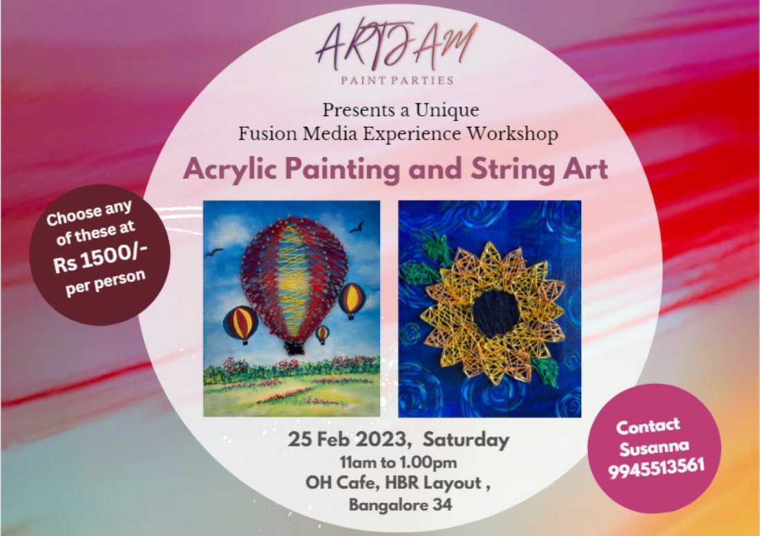 A Unique Fusion Media Experience (Acrylic Painting and String art