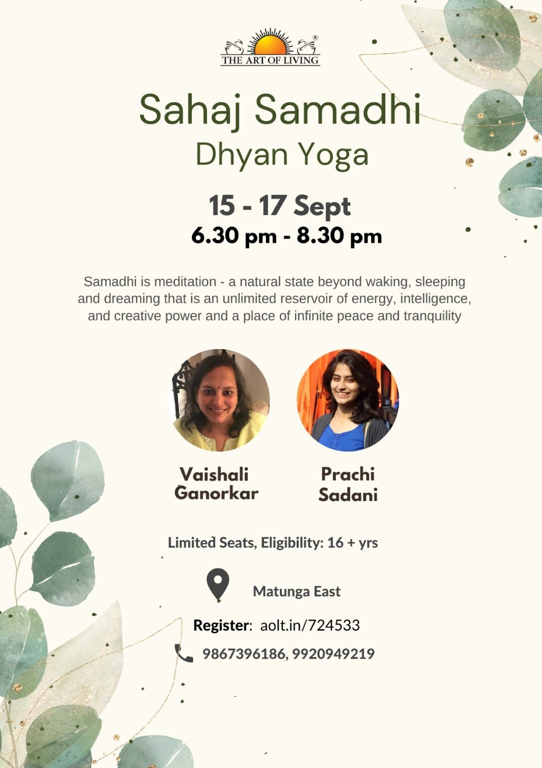 Art of Living Sahaj Samadhi Meditation Program