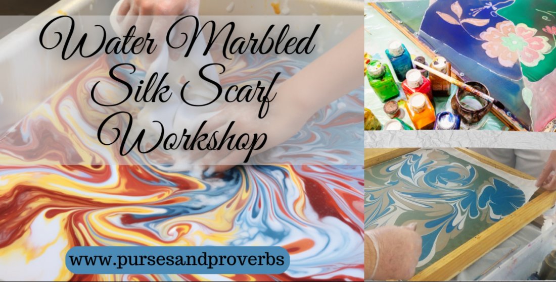 Water Marbled Silk Scarf