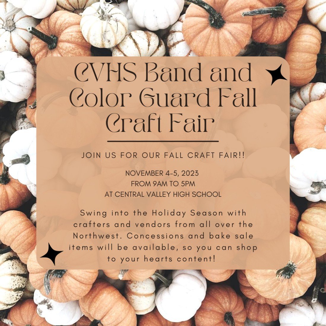 CVHS Band and Color Guard Fall Craft Fair Tickets Central Valley High