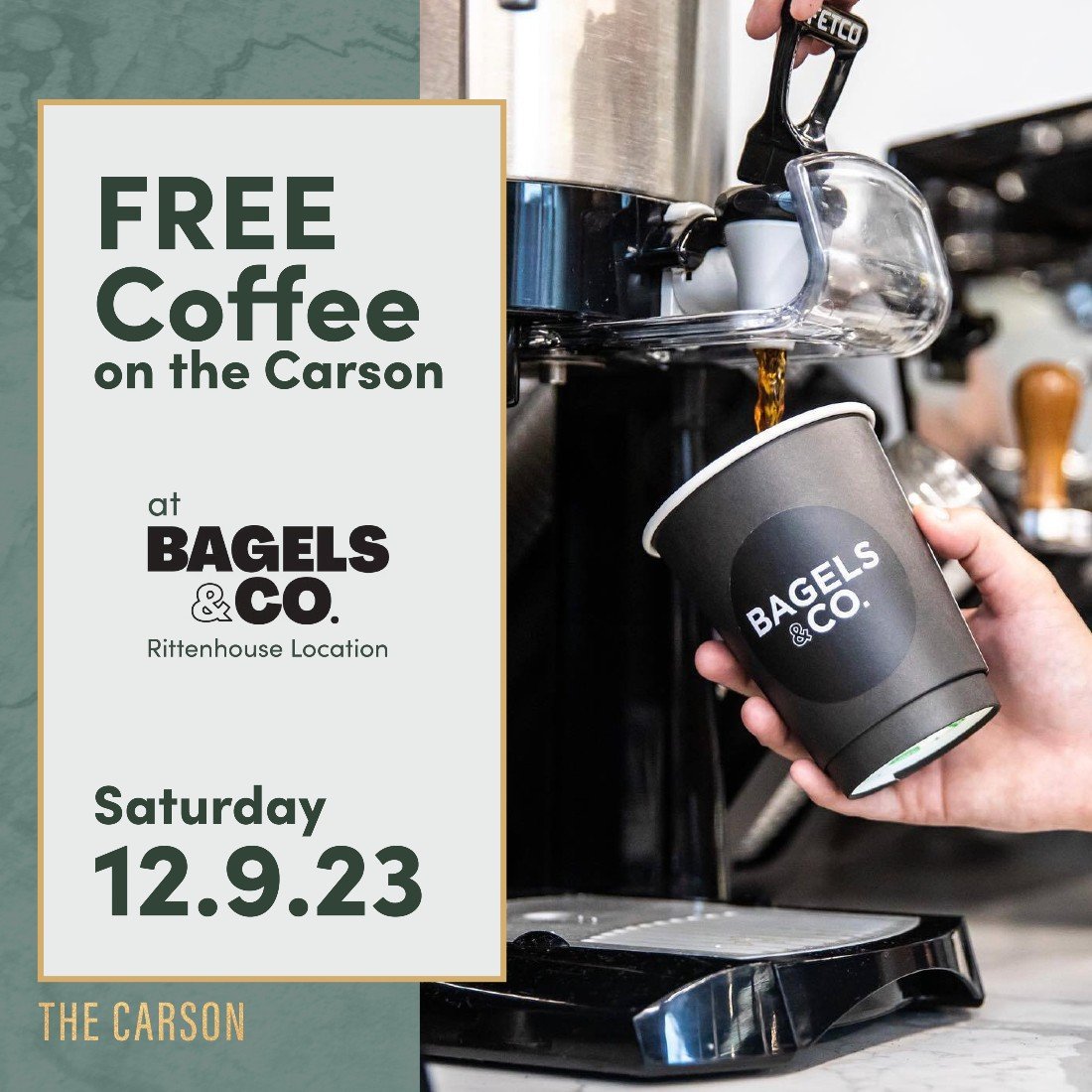 Coffee on The Carson Tickets Bagels and Co, Philadelphia, PA