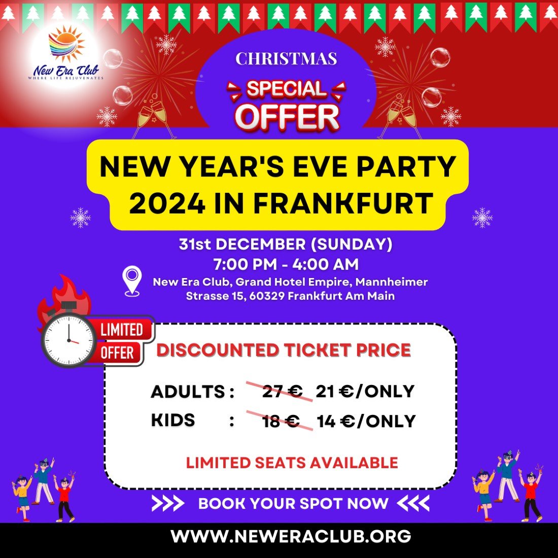 Silvester 2024 in Frankfurt New Years Eve 2023/2024 Grand Hotel Empire, Mannheimer Strasse