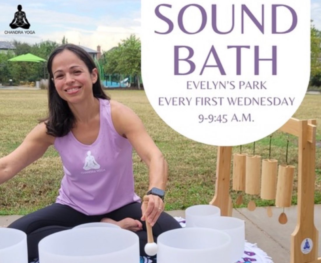 Free Sound Bath Class with Jessica of Chandra Yoga at Evelyn's Park Conservancy
