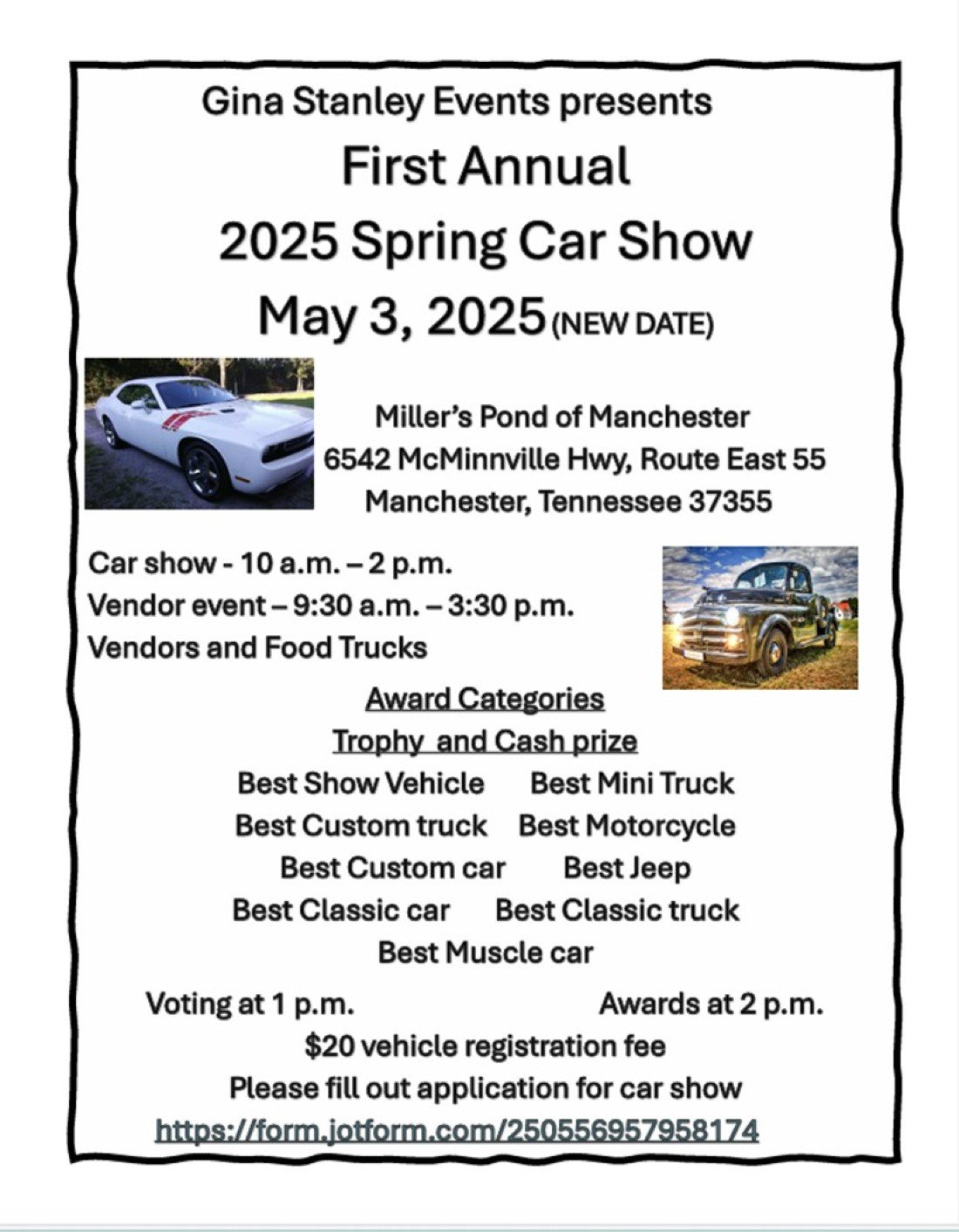 2025 Spring Car Show and Vendor Event | Millers Pond Manchester, Tn ...