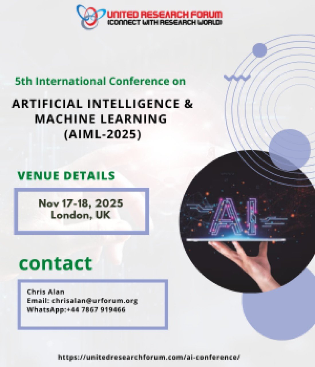 5th International Conference on Artificial Intelligence & Machine Learning
