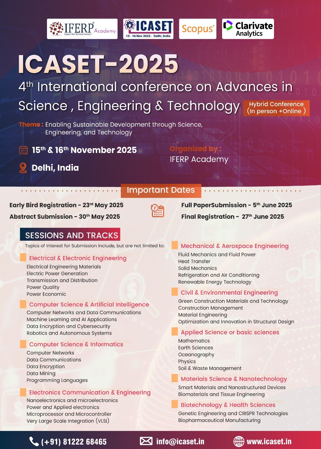 International Conference on Advances in Science, Engineering & Technology