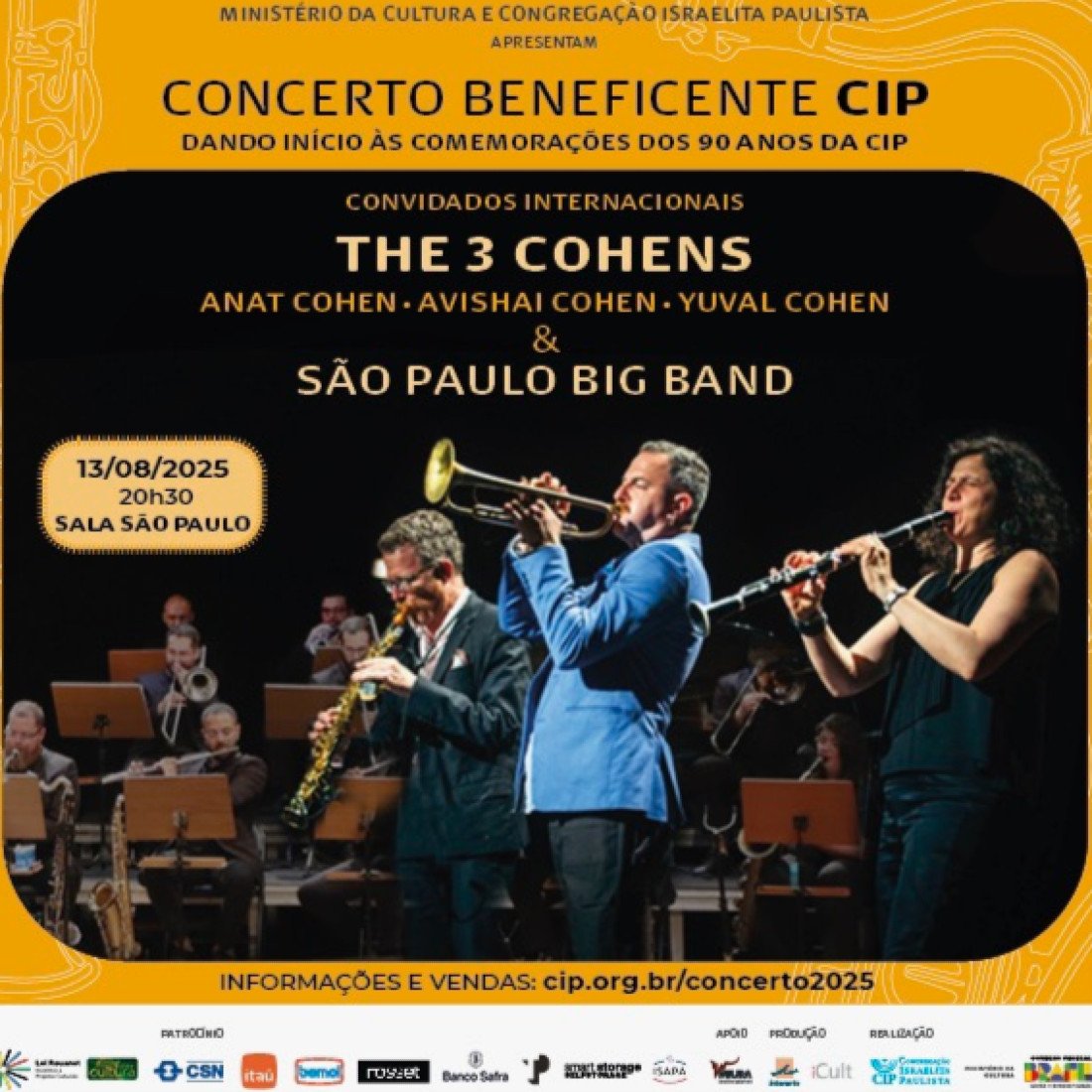 Concerto reunir\u00e1 The 3 Cohens e S\u00e3o Paulo Big Band na Sala S\u00e3o Paulo