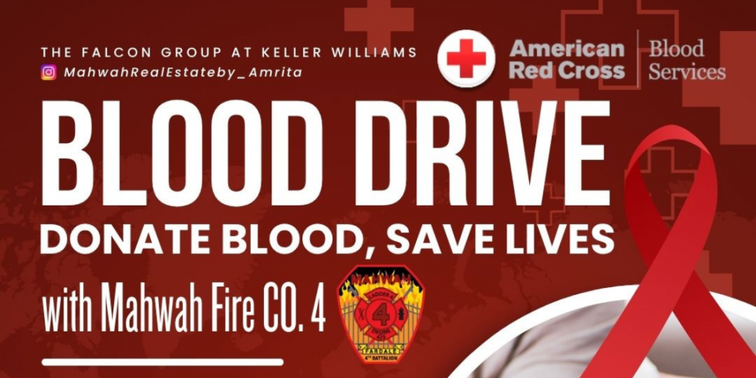 \ud83e\ude78Blood Drive with REDCROSS, Mahwah Fire Department Co#4, & Amrita Khurana