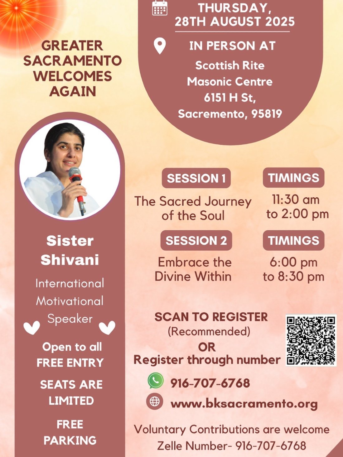 Greater Sacramento Welcomes Again Sister Shivani Session 2