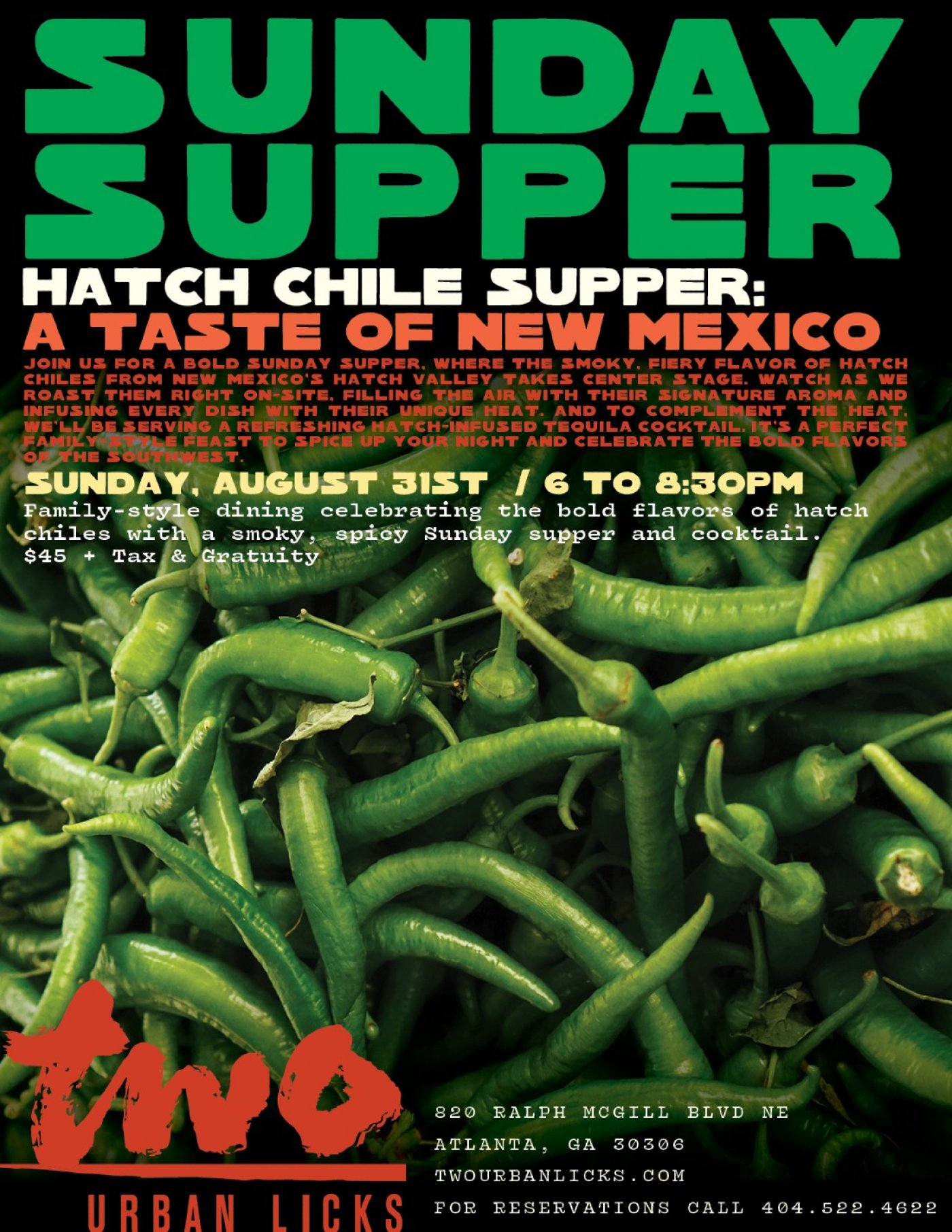 Spice Things Up at TWO urban licks\u2019 Hatch Chile Supper