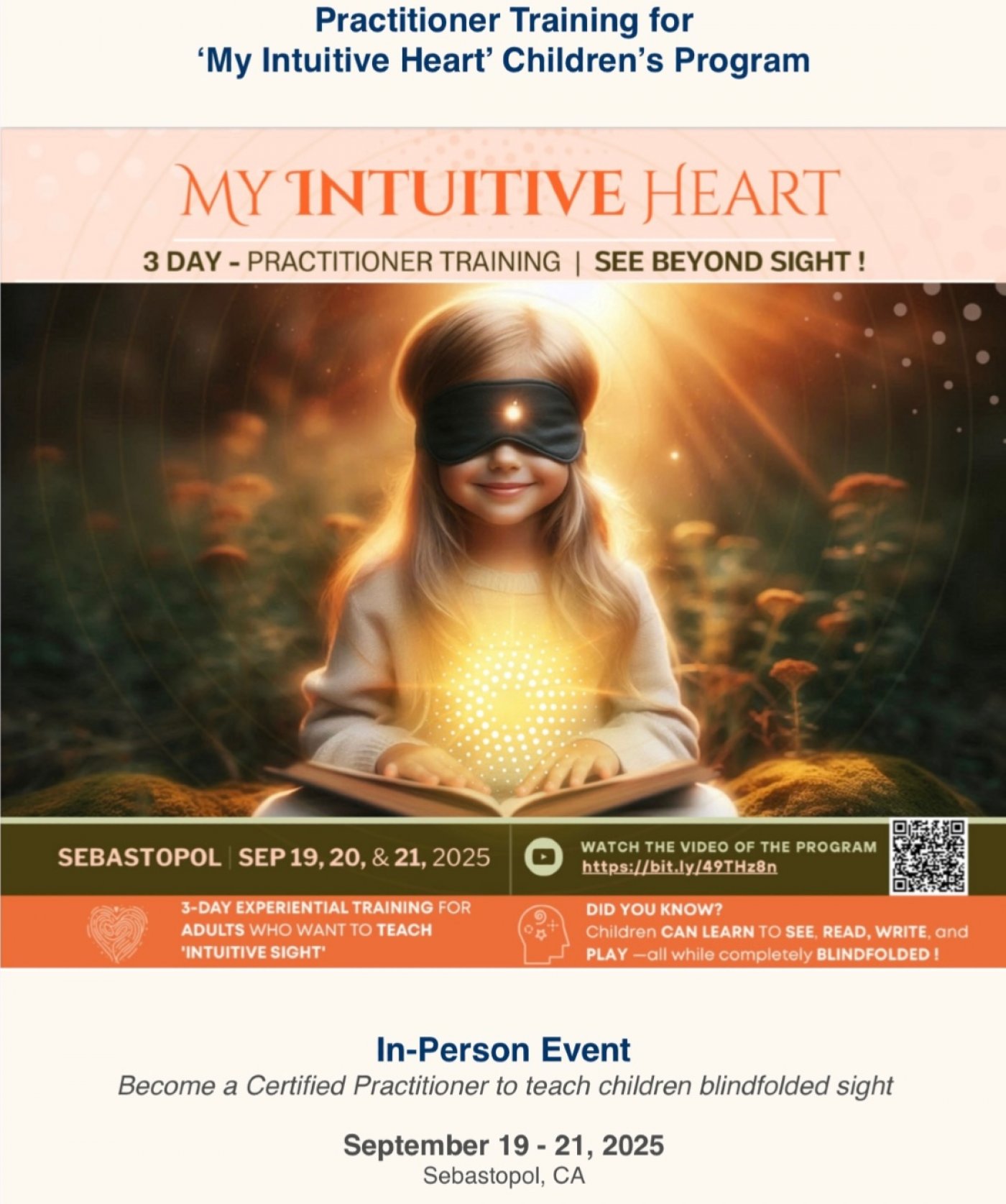 \u2018My Intuitive Heart\u2019 Practitioner Training (blindfolded sight program)