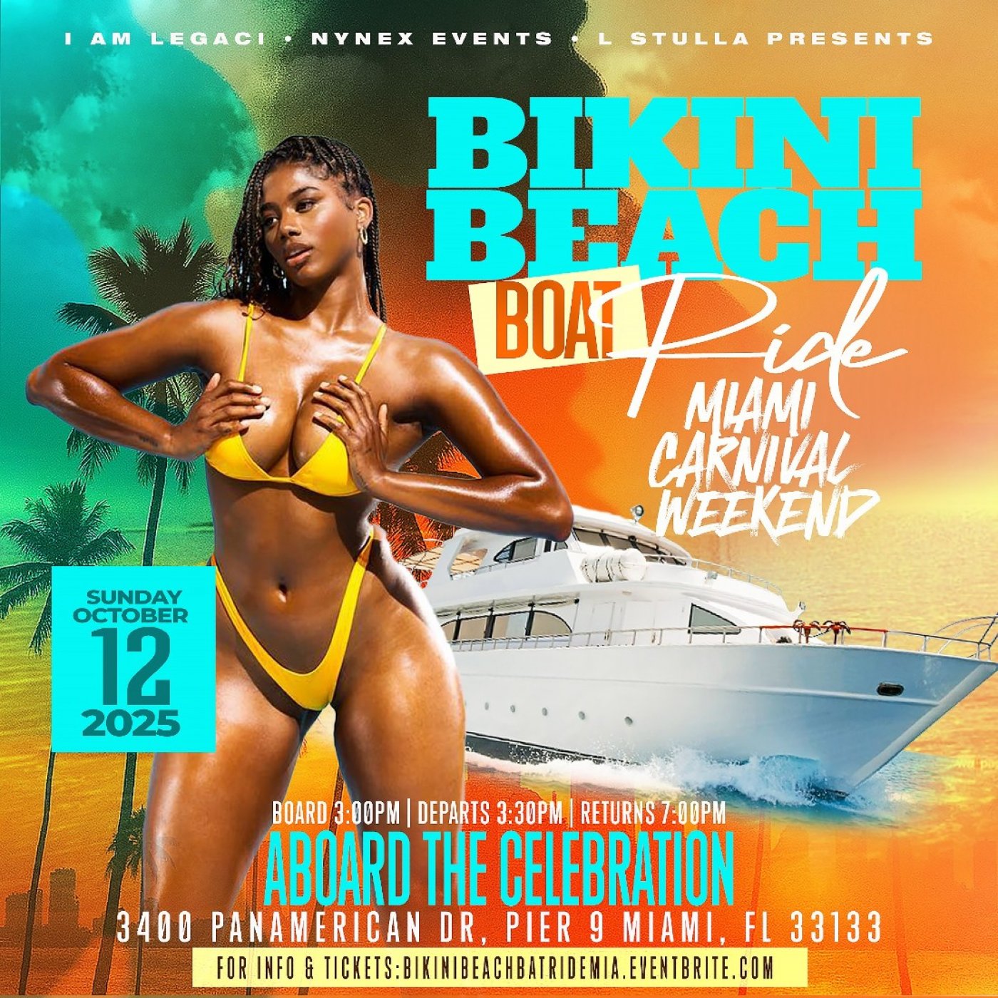 BIKINI BEACH BOAT RIDE 2025 \u2013 Miami Carnival Yacht Party \u2022 Sunday Oct 12