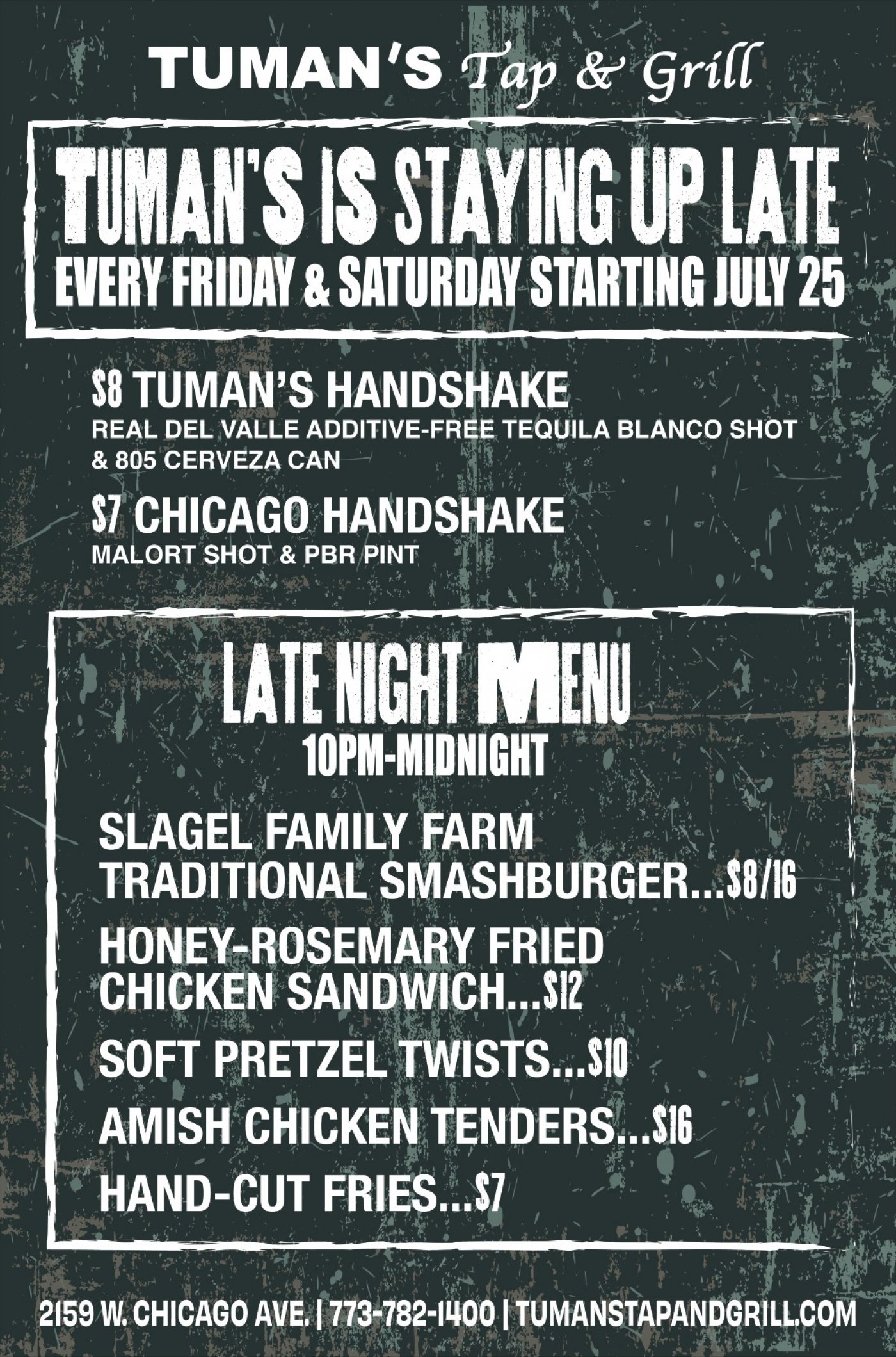 Friday & Saturday Late Night Menu at Tuman\u2019s Tap & Grill