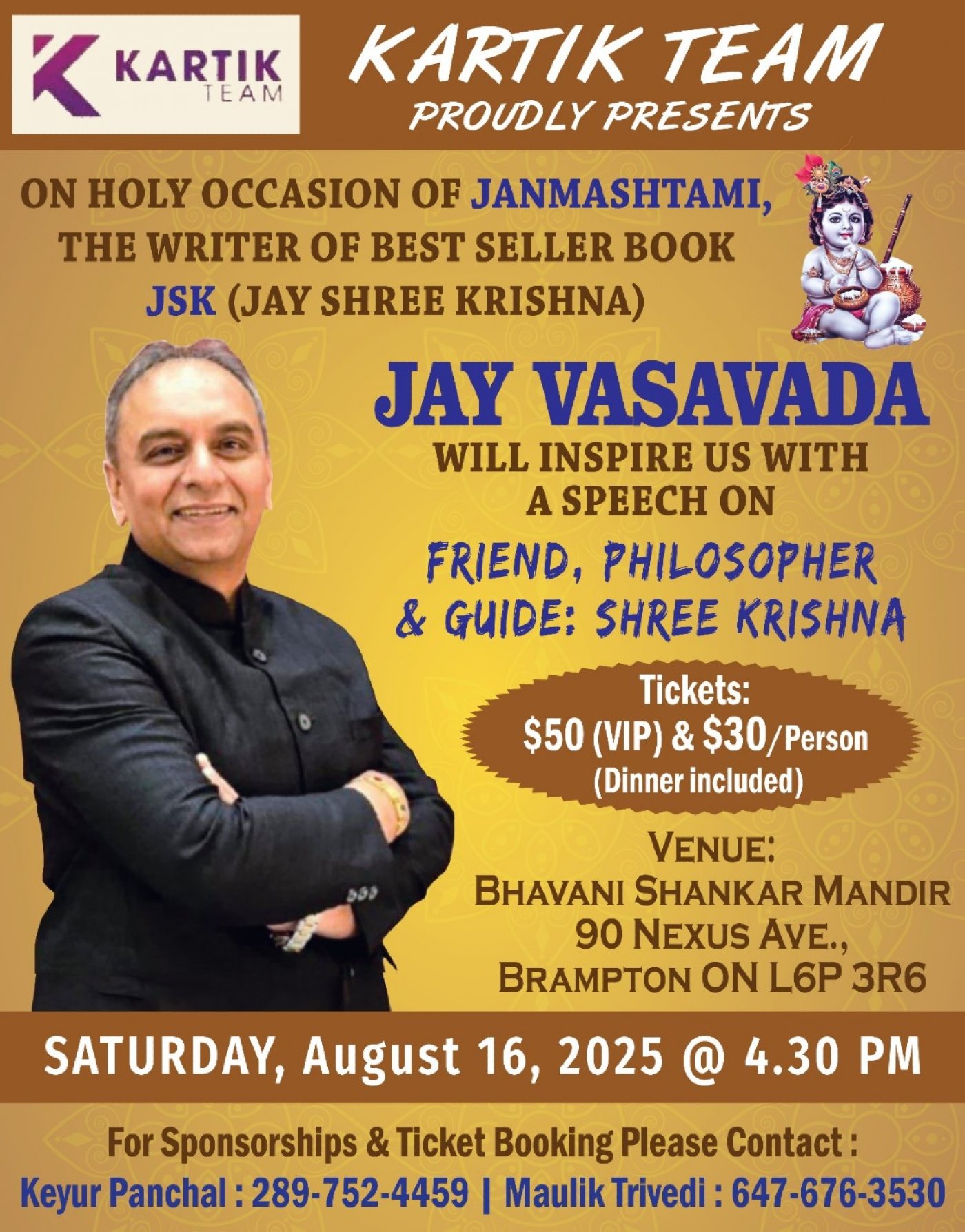 Jay Vasavada enlightening us on Friend, Philosopher & Guide- Shree Krishna