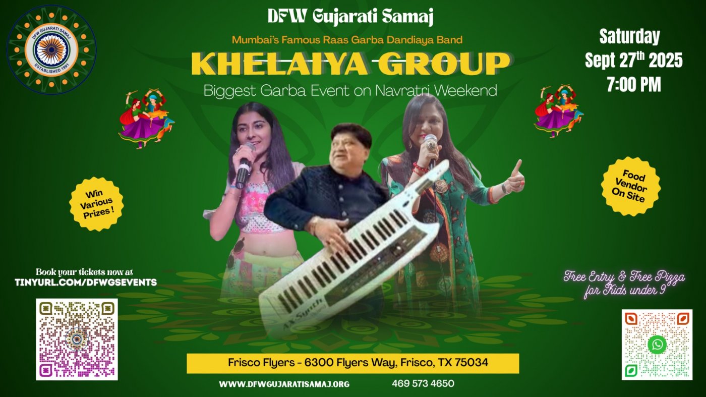 Khelaiya Raas Garba - Navratri 2025 - DFW Gujarati Samaj Dandiya Night