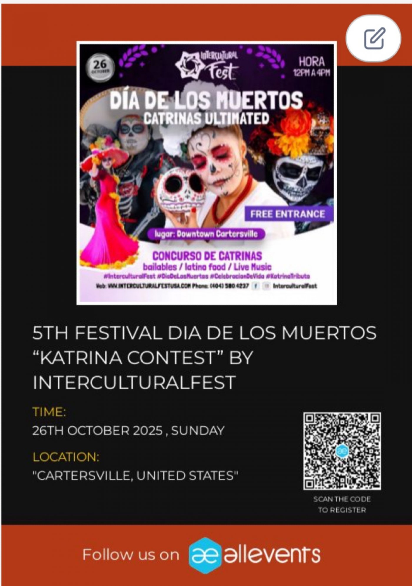 Free 5 Festival D\u00eda De Los Muertos \u201cConcurso de Katrina\u2019s\u201d by @Interculturalfest