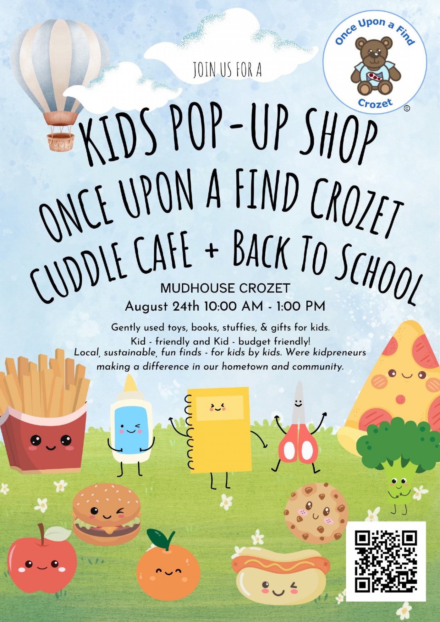 Pop-Up Shop for Kids at Mudhouse Crozet: Cuddle Cafe & Back-to-School