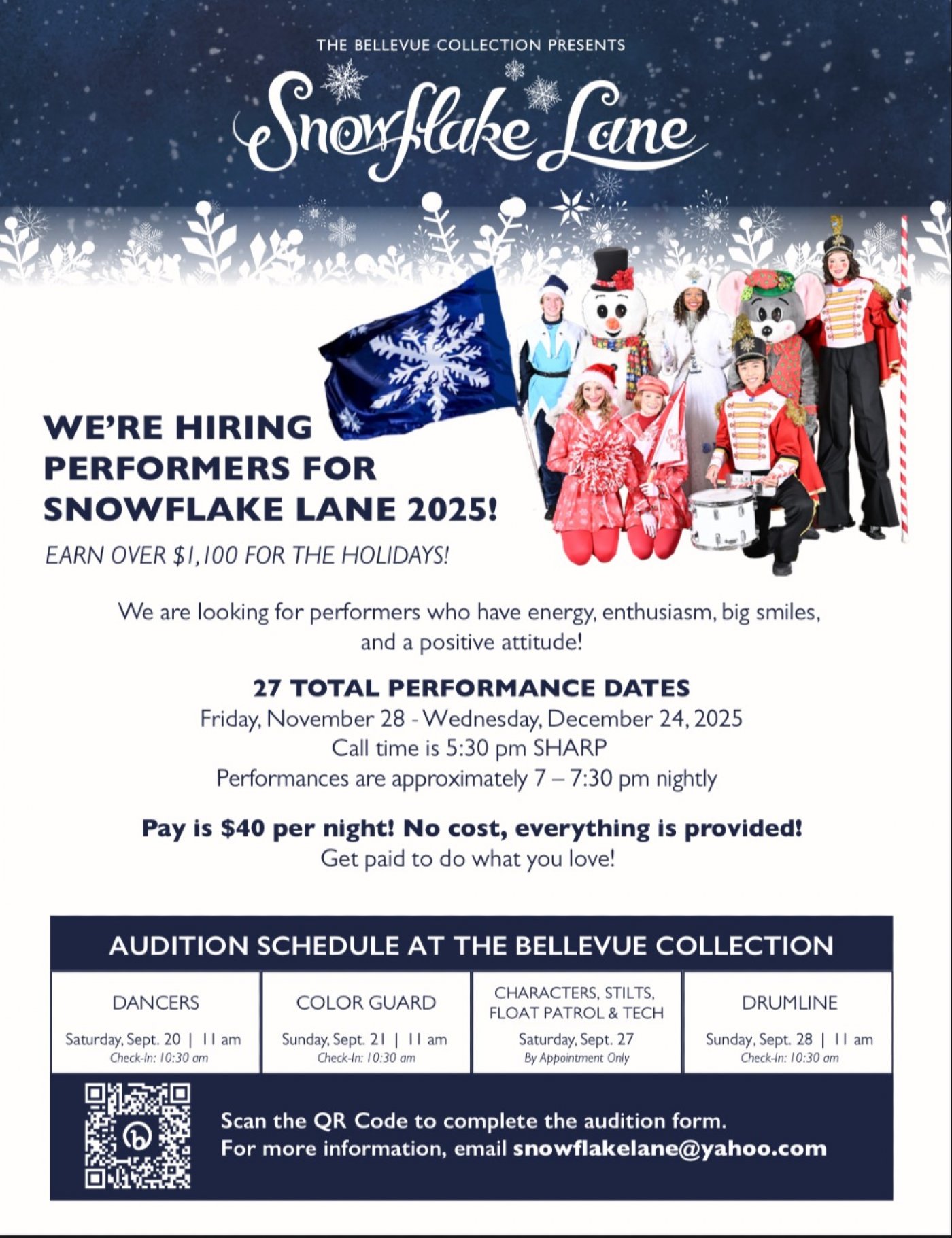 Snowflake Lane Colorguard Auditions 2025