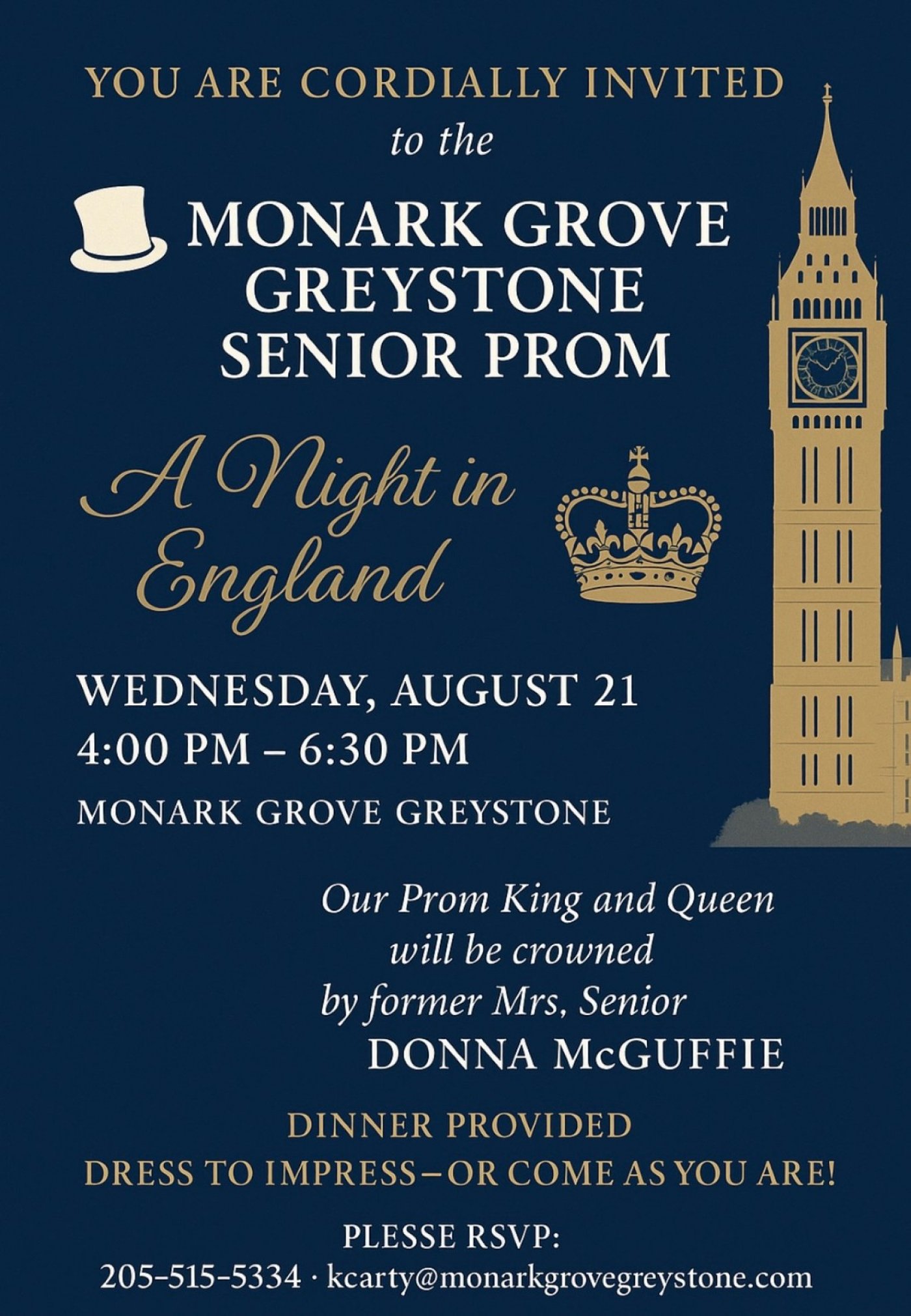 A Night in England: Monark Grove Greystone's Senior Prom