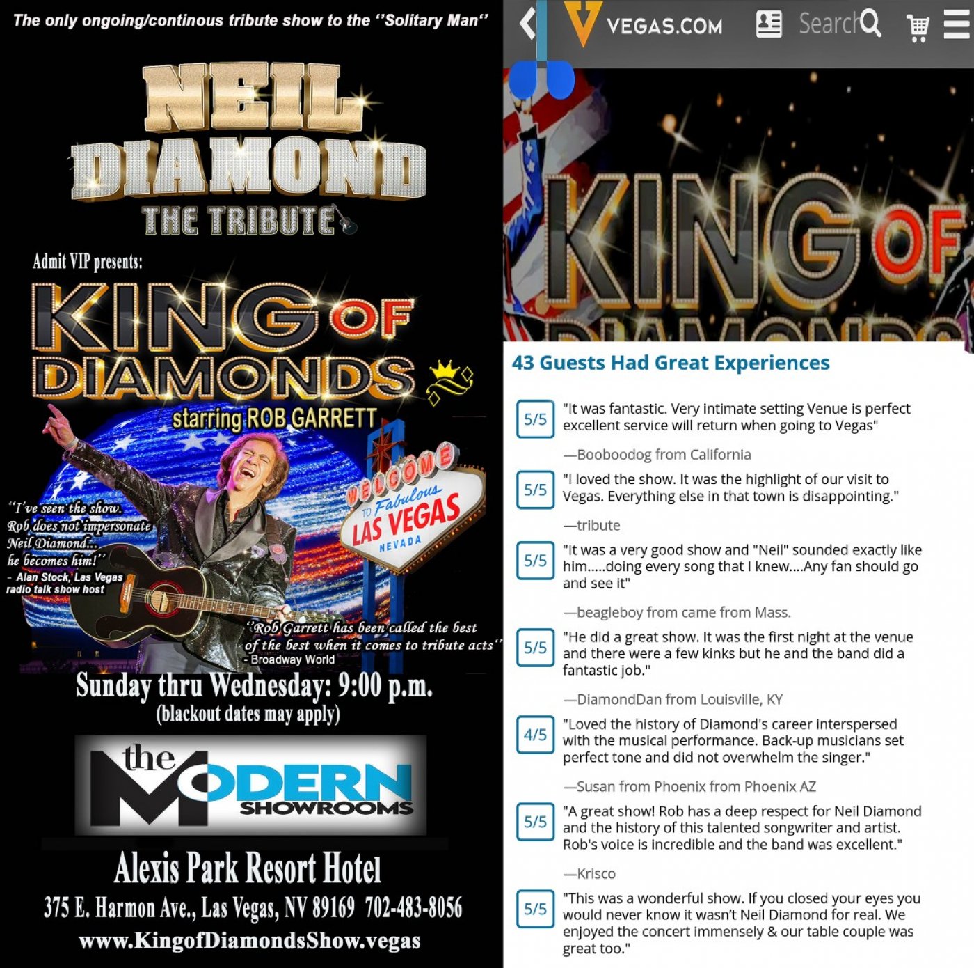 "KING OF DIAMONDS" (NEIL DIAMOND TRIBUTE) starring ROB GARRETT & THE PRETTY AMAZING BAND
