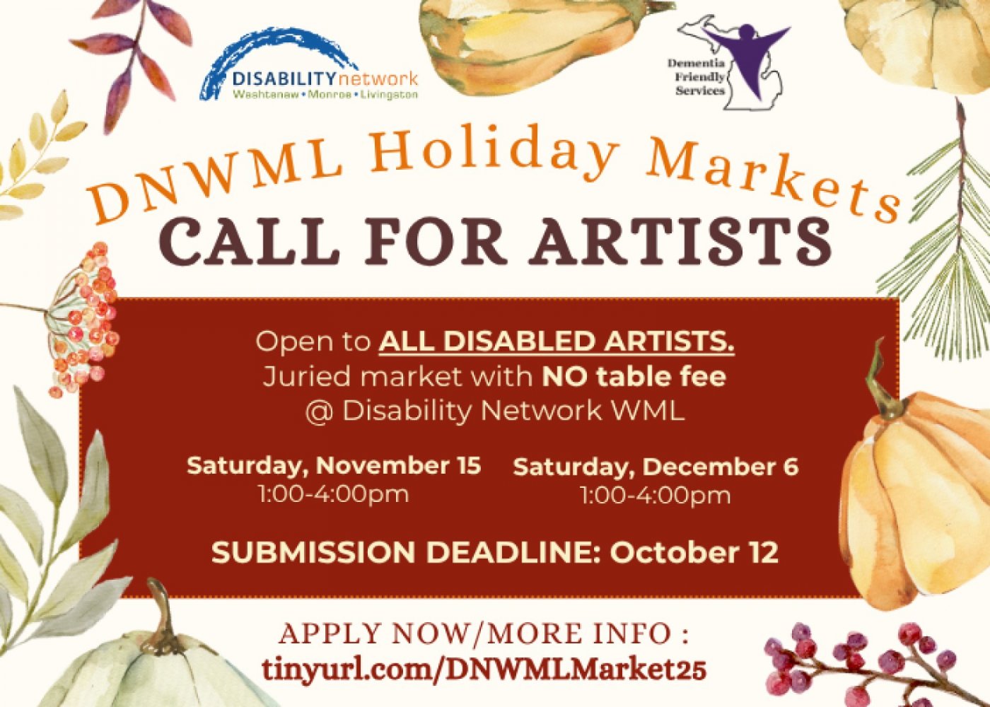CALL FOR ARTISTS: Disability Network Holiday Markets