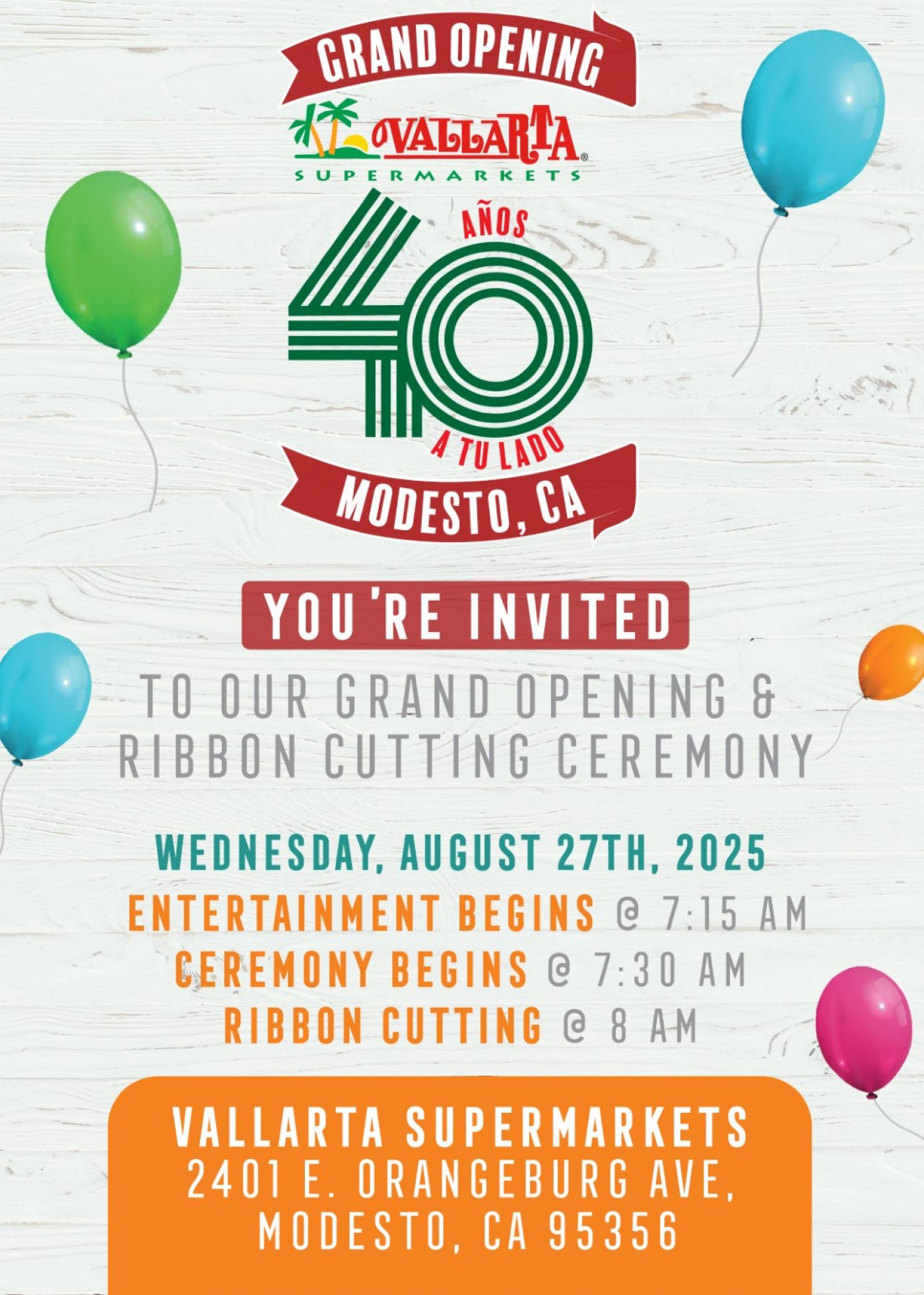 Join us for the grand opening of Vallarta Supermarkets Modesto