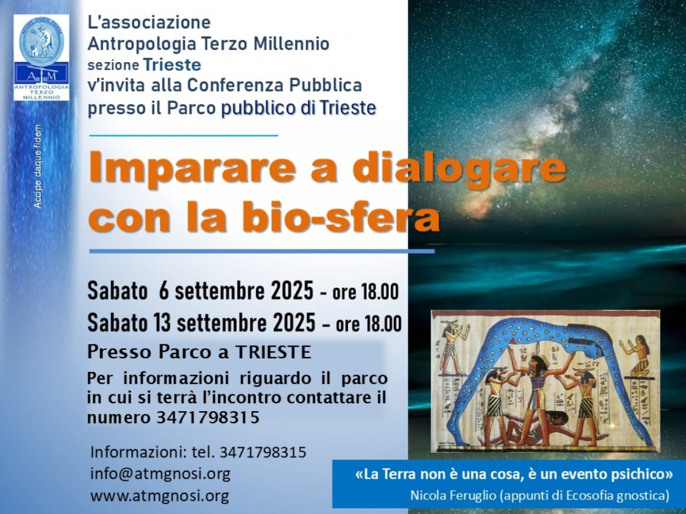 IMPARARE A DIALOGARE CON LA BIO-SFERA (conferenza al Parco - TRIESTE)