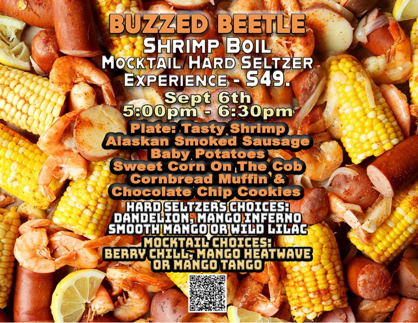 Buzzed Beetle's Shrimp Boil-Mocktail-Hard Seltzer Experience
