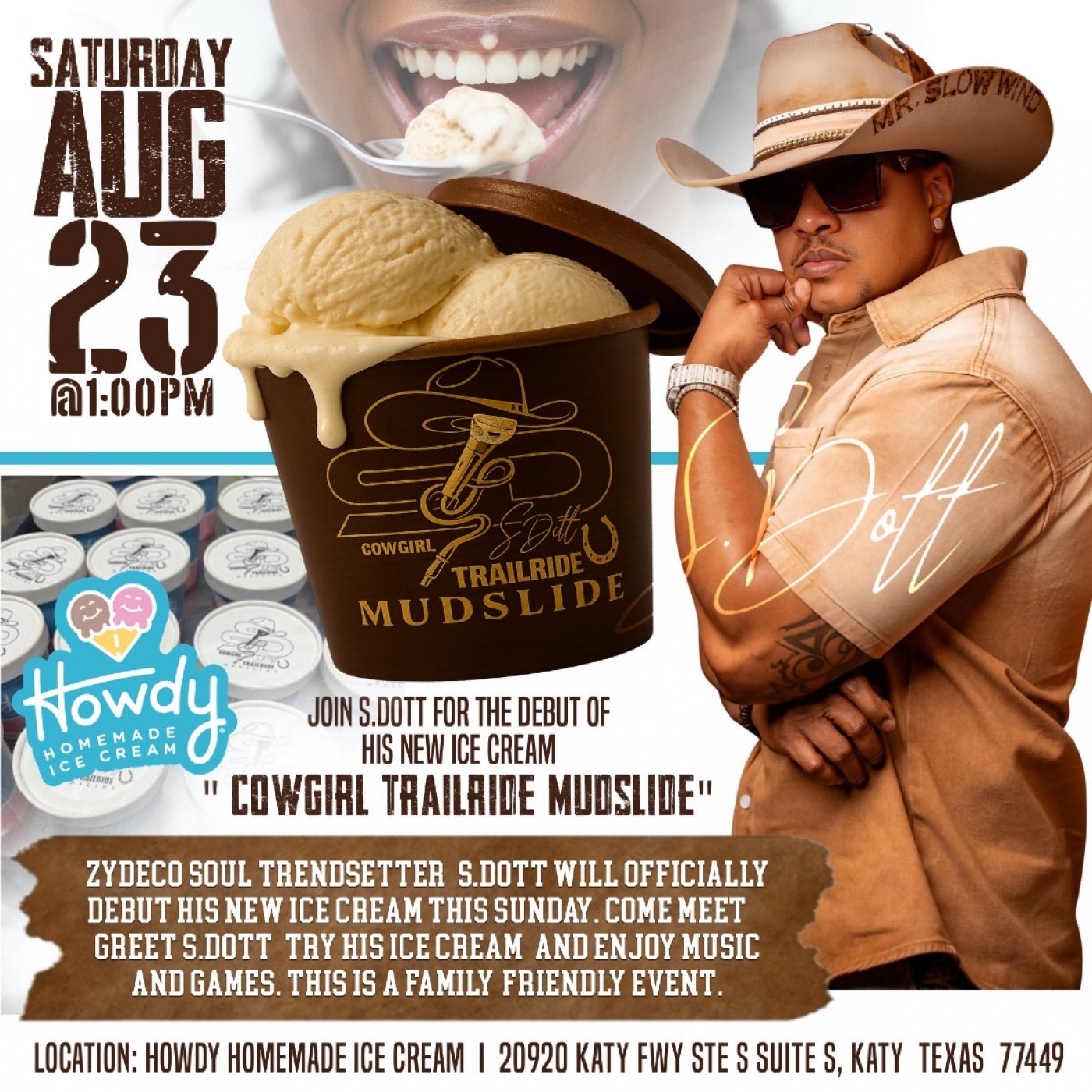 Join S.Dott for The Debut of His New Ice Cream "Cowgirl Trailride Mudslide"