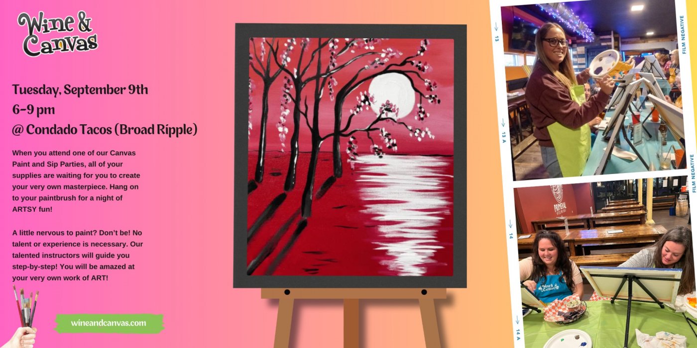 Broad Ripple Sip and Paint \u2013 Moonlit Blossoms