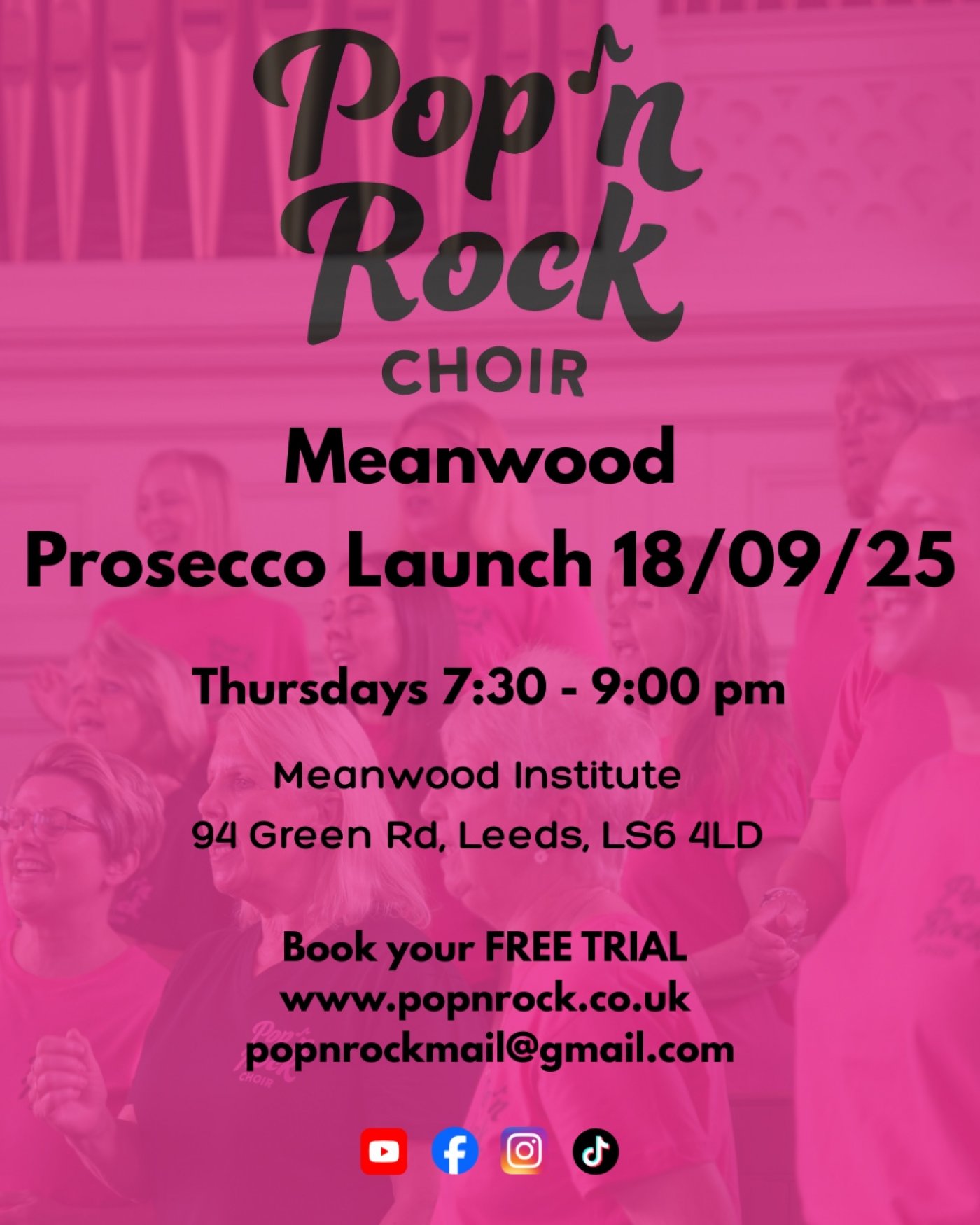 Pop n Rock Meanwood Ladies Choir Prosecco Launch