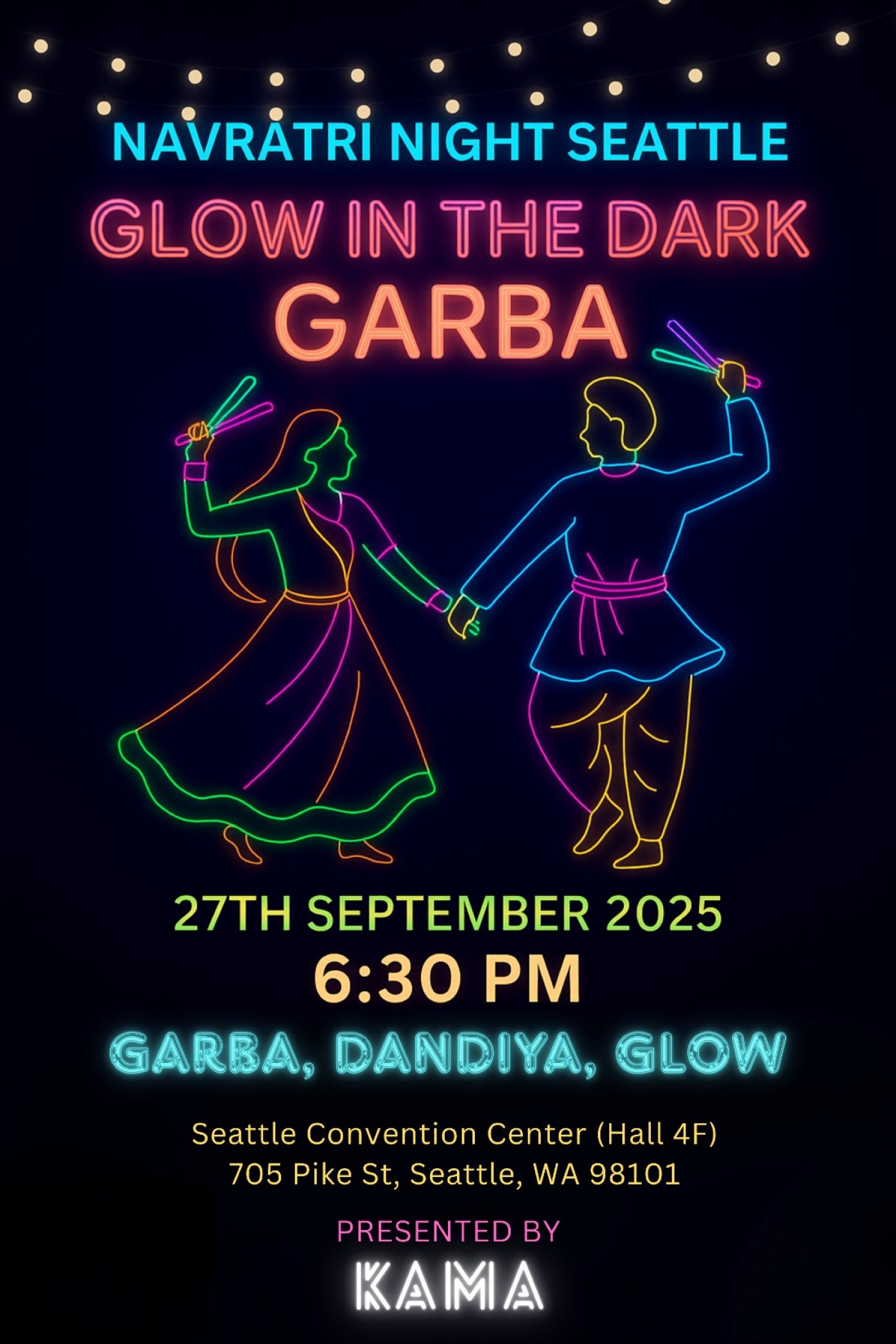 Glow-in-the-Dark Garba - Navratri Dandiya Night - Seattle 2025