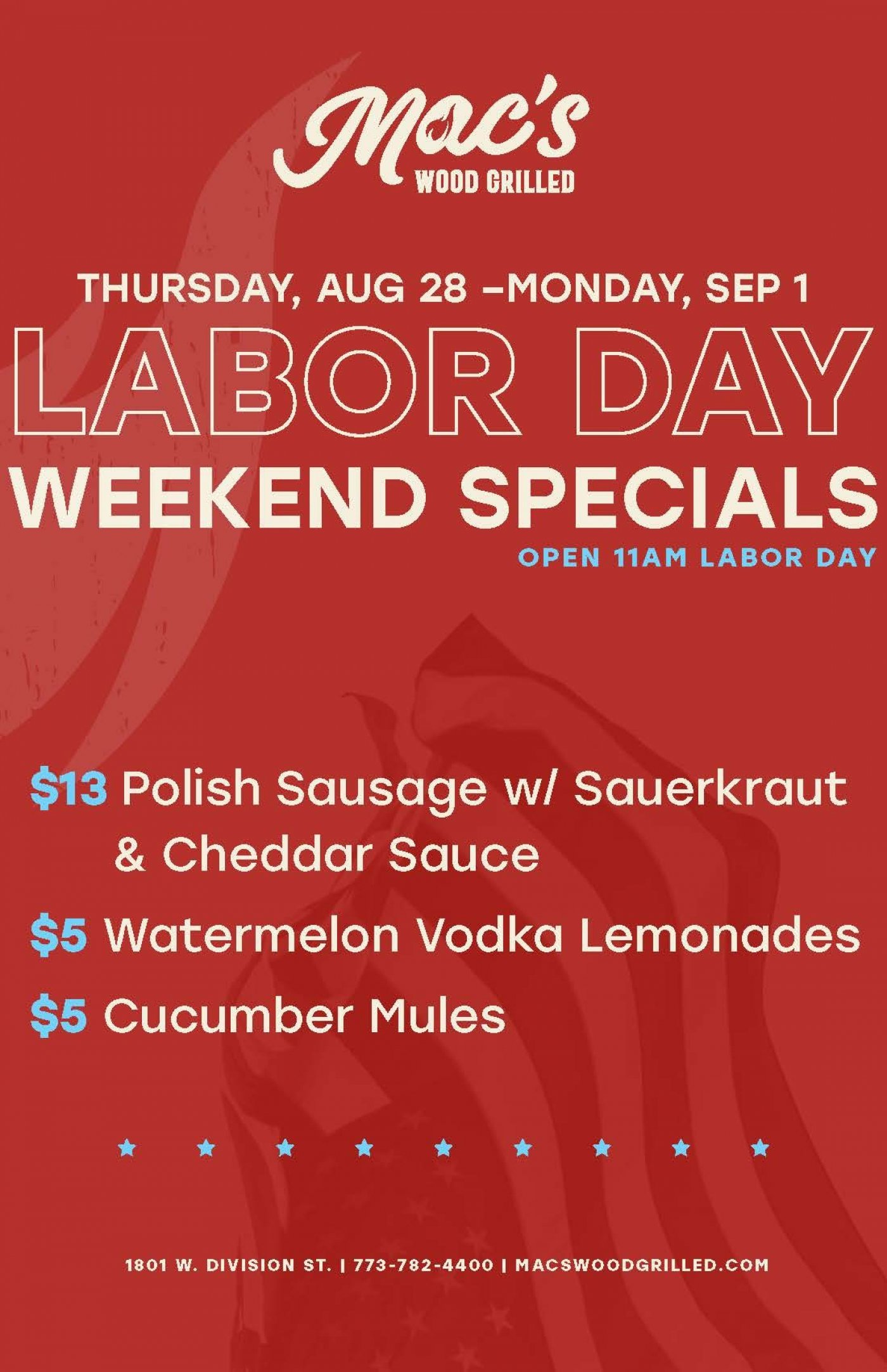 Labor Day Weekend at Mac\u2019s Wood Grilled