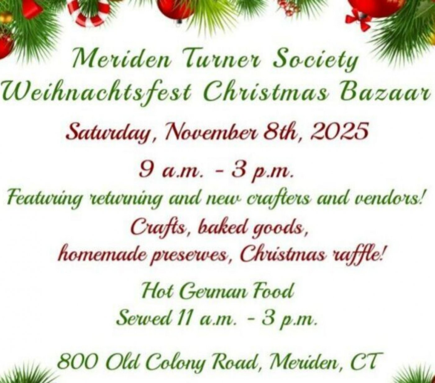 Weihnachtsfest Christmas Bazaar by the Meriden Turner Society