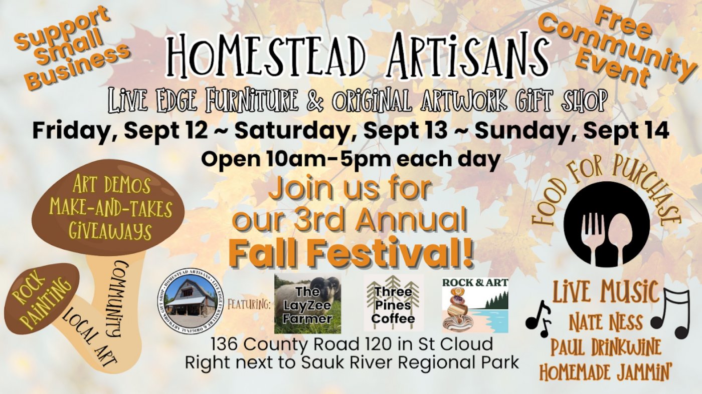 Homestead Artisans Pop-Up Shop 3rd Annual Fall Festival, Sept 12-14, 2025