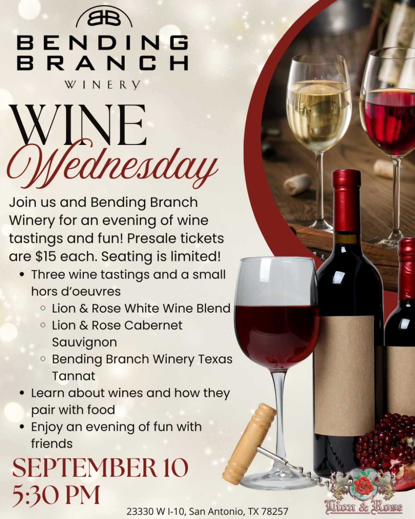 Bending Branch Winery Tasting at The Lion & Rose