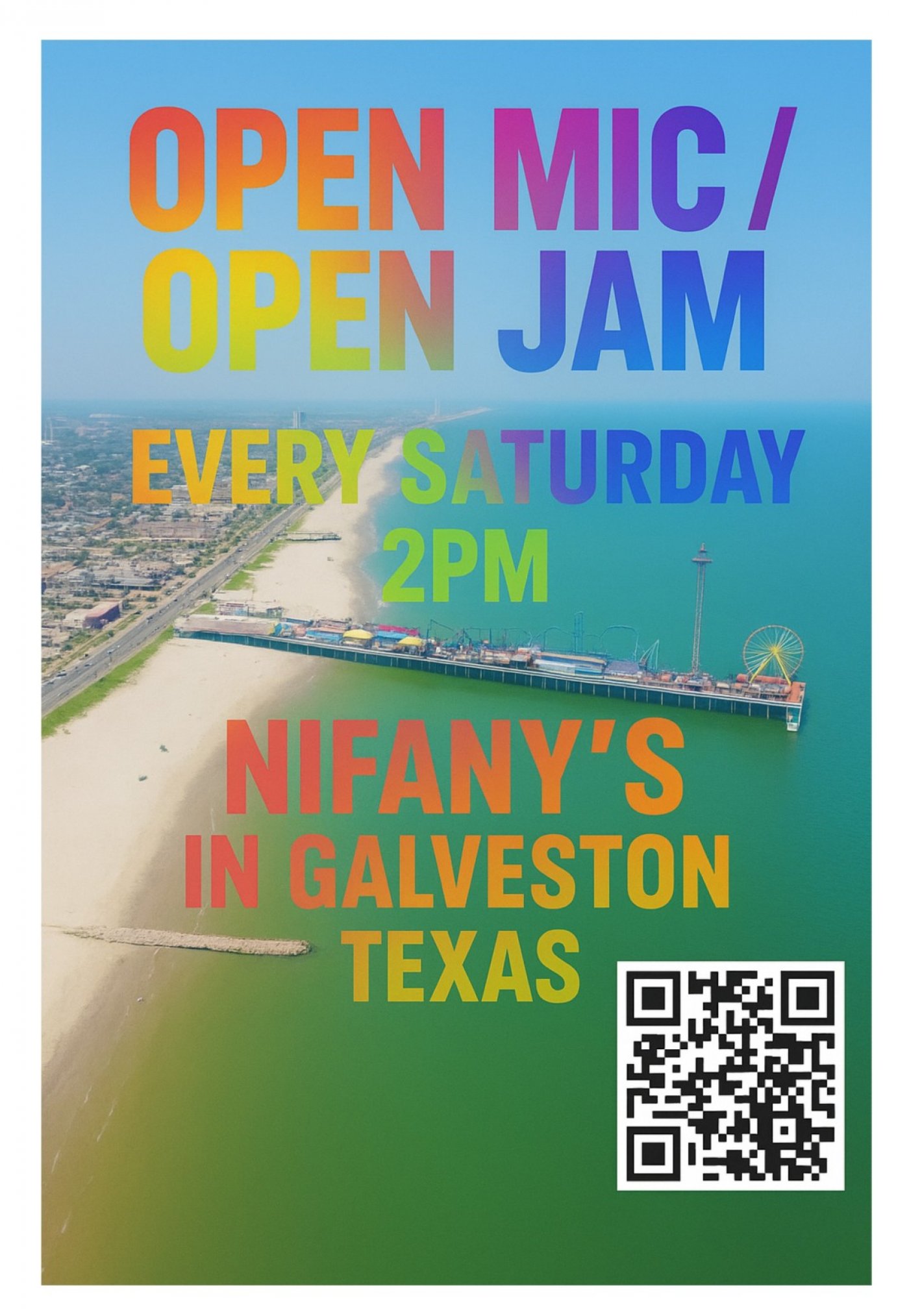 Open mic\/ open jam at Nifany\u00b4s EVERY SATURDAY Galveston Island