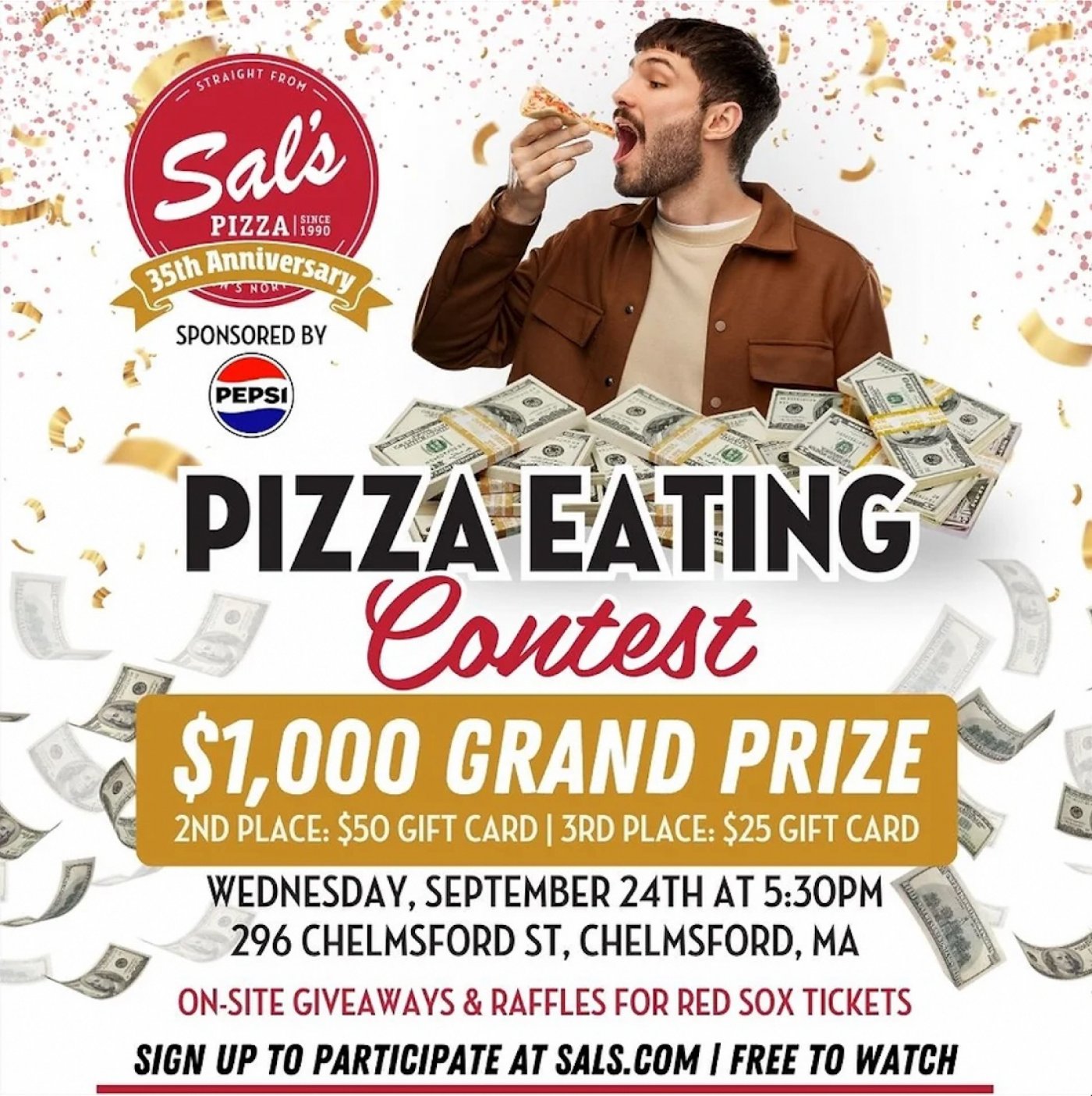 Sal\u2019s Pizza Hosts Pizza Eating Contest in Chelmsford, MA