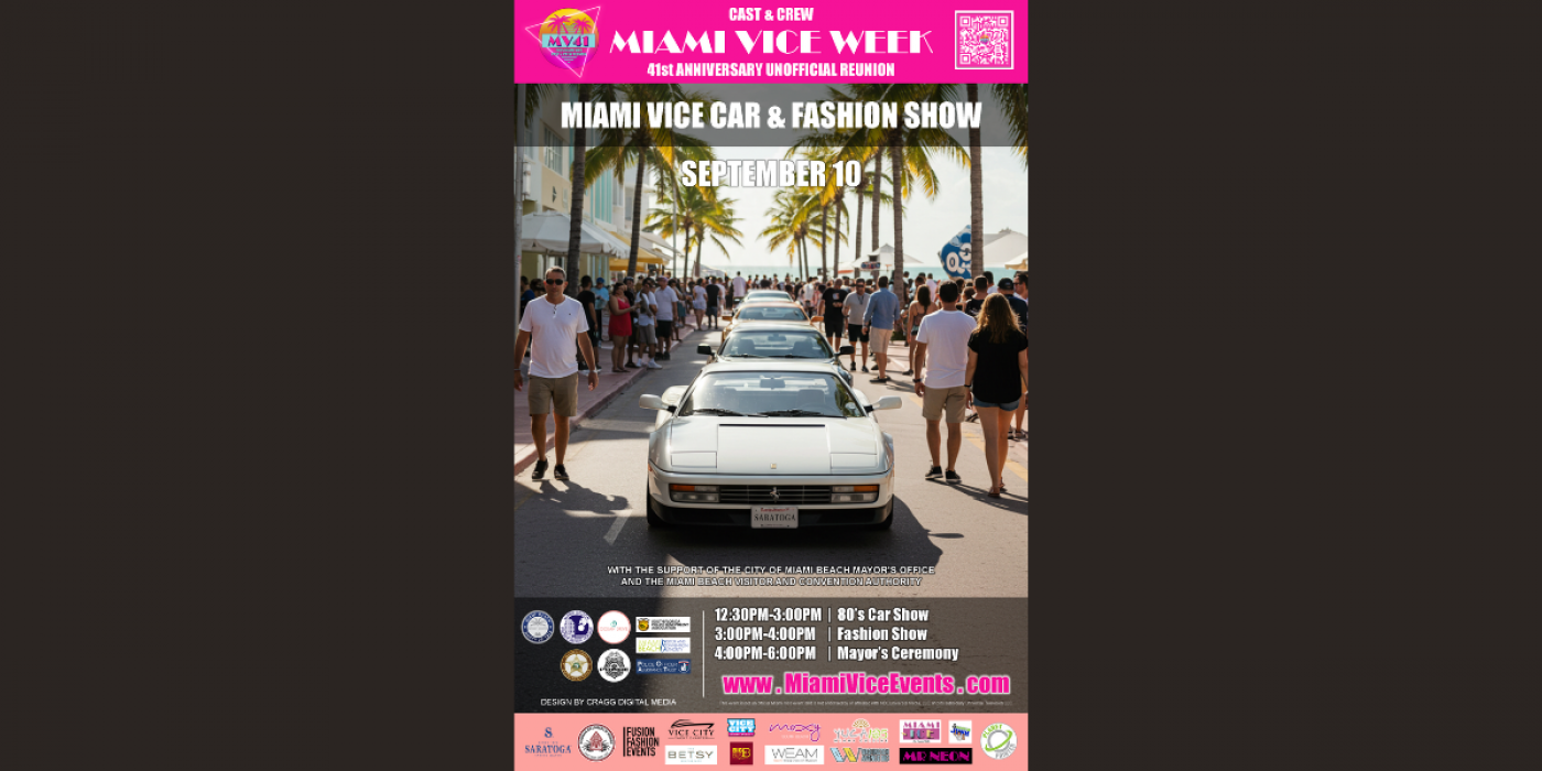 1st Ever Miami Vice Car\/Fashion Show on Ocean Drive