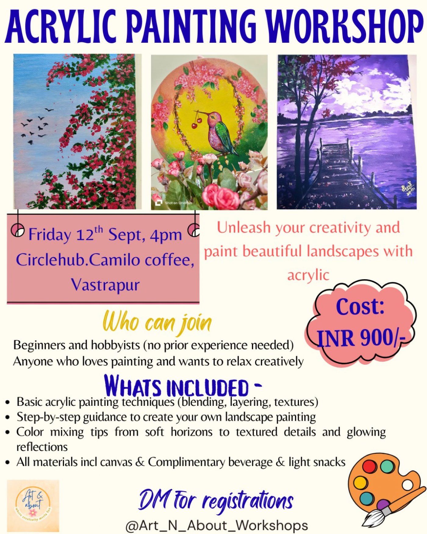 Acrylic Landscape Painting workshop - An Opportunity to relax, unwind, and play with colors