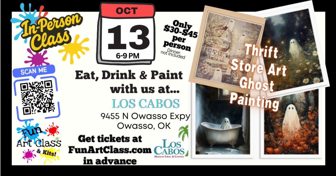 Thirft Store Art Ghost Painting at Los Cabos in Owasso