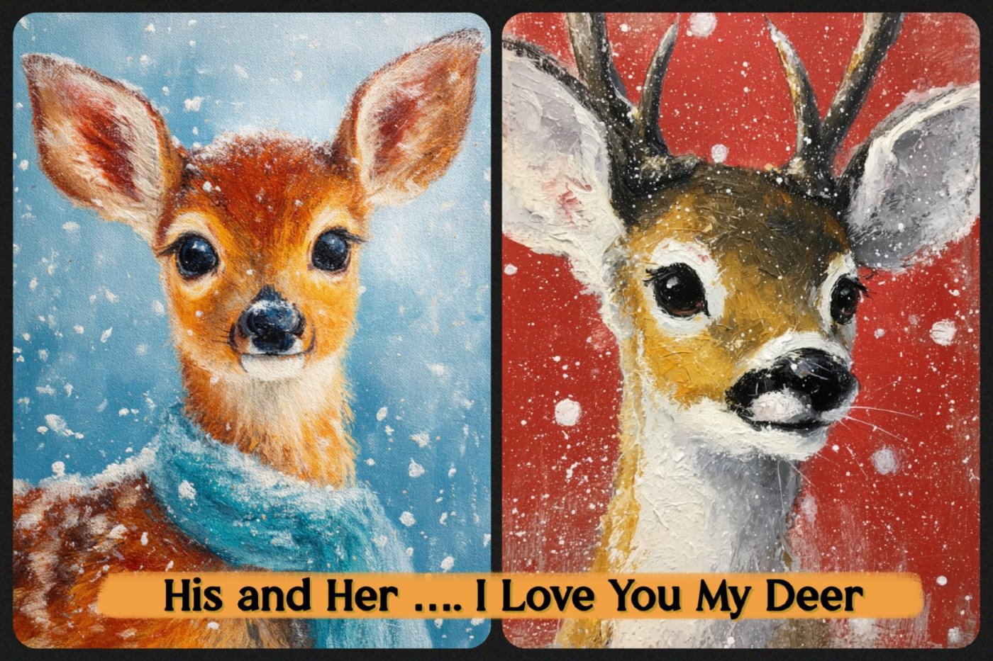 Couples Acrylic Painting: Beginner Level 1 - His & Her I Love You My Deer
