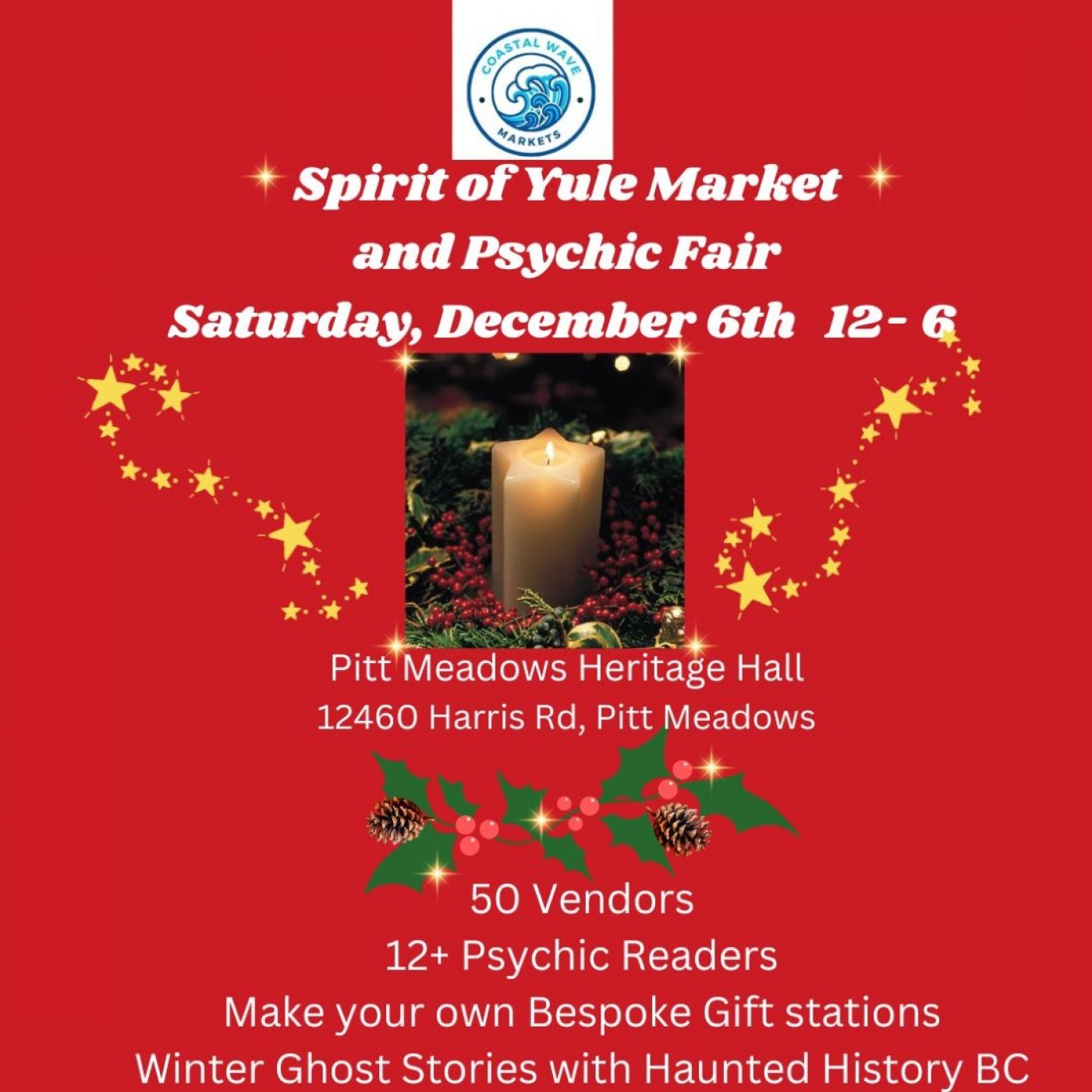 Coastal Wave Markets presents  the SPIRIT OF YULE Market sand PSYCHIC FAIR
