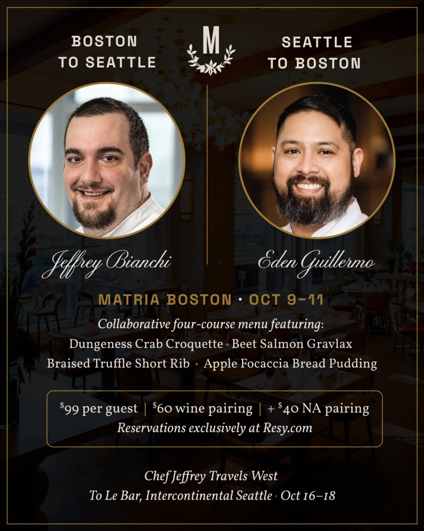 InterContinental Boston\u2019s Matria Hosts a Two Chefs, Two Cities, One Table Dining Experience