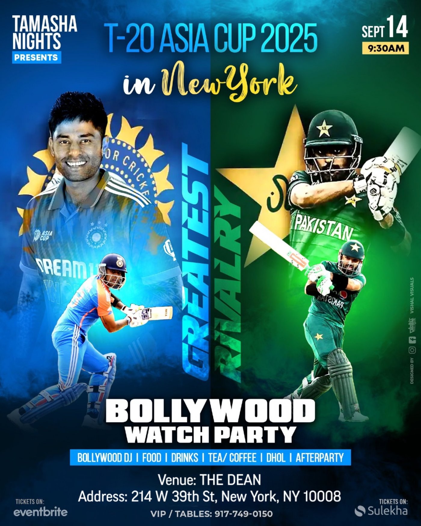 NYC Bollywood Cricket Watch Party On Big Screen @The Dean NYC