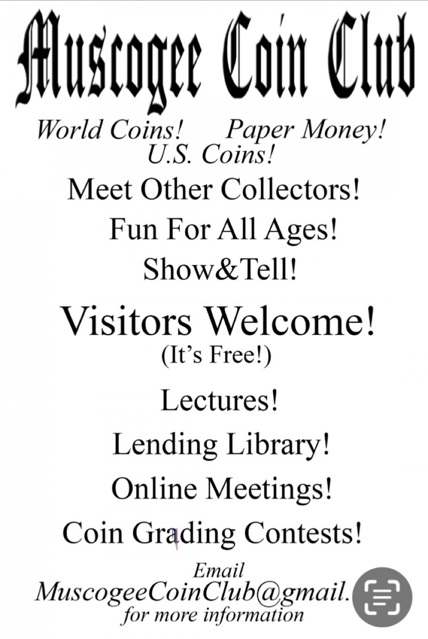 Muscogee CoinClub meeting this Saturday